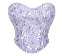 QTANZIQI Cincher Crop Corset - Bustie Push -up di Paillettes Sequestro Solido Vintage, Top slapestrizzanti Il Corpo per Donne a Steampunk korset