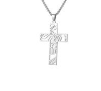 QTANZIQI Collana a Ciondolo Incrociata per Uomini Donne in Acciaio Inossidabile collane Vintage Lunghe Gioielli cristiani Impermeabili