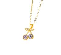 QTANZIQI Collana a Pendente Ciliegia per Donne, Collana in Acciaio Inossidabile Inossidabile Gioielli di Moda gravi per la Ragazza Presente