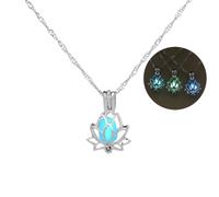 QTANZIQI Collane a Pendente di Loto Luminose per Le Donne brillano nel Fiore Scuro Simple Che brilla la Collana di Gioielli