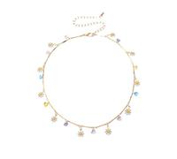 QTANZIQI Collane Colorate Colorate da Margherite Colorate da Sette Pietre Colorate Gemme dipinte Glass glavicle Chain choching Girocollo Gioielli