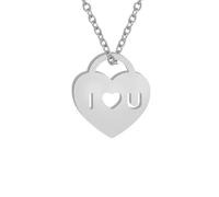 QTANZIQI Collane in Acciaio Inossidabile Love U Confession Lock Heart Key Pendants Catene Collana per Girocollo per Donne Presenti di Festa di Gioielli