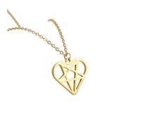 QTANZIQI Collane in Acciaio Inossidabile Pentagramma a Forma di Cuore a Forma Cattiva Collana alla Moda a Catena per Le Donne Gioielli da Festa Presenti