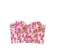 QTANZIQI Corsetto per Camisole Femminile - Foglie Rose Rosa Stampato Stampato Crop Top Top a Cinghie di Spaghetti Regolabili Bustier e Comodi Club Sleeveless Club Biancheria Intima