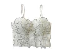 QTANZIQI Corsetto per Camisole Femminile - rotola Senza Maniche Bianche in Pizzo Ondulato diamantato Spinta Top a Corto, Forma di Colore della Moda Estiva