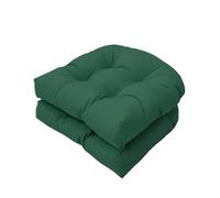 QTANZIQI Cuscino a Forma di U per Sedia in Rattan Confezione da 2 Cuscini da Esterno 48x48 cm Morbidi Cuscini da Giardino Resistenti alle Intemperie per Giardino Cucina Ufficio (Verde Scuro)