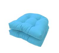 QTANZIQI Cuscino a Forma di U per sedie in Rattan Confezione da 2 Cuscini da Esterno 48x48 cm Cuscini Morbidi Resistenti alle intemperie per Giardino Patio Cucina Ufficio (Blu)