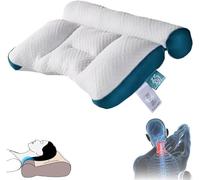 QTANZIQI Cuscino cervicale ergonomico in Memory Foam con Supporto in Piuma D'Oca Cuscino Sagomato Traspirante e Delicato sulla Pelle per alleviare Il Dolore al Collo (Blu)