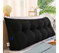 QTANZIQI Cuscino da Lettura per Schienale Grande - Cuscino Triangolare a Cuneo per Letto e Divano Fodera Lavabile Doppio Supporto per Il Comodino 120x50x20 cm Nero - Perfetto per Il Comfort e Il