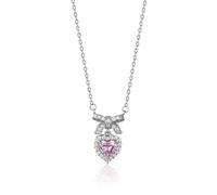 QTANZIQI Cute Dolci di Cravatta Rosa Rosa Signore Scintillanti Strass al Cuore a Forma di Pendente Catena clavicola Accessori per Matrimoni
