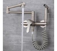 QTANZIQI da Cucina Pieghevole, Doppie Maniglie, Braccio Rubinetto Girevole Montaggio Parete Miscelatore Caldo E Freddo Pentole A Fondo Profondo, Piani Cottura, Rubinetti per Filtri del caffè