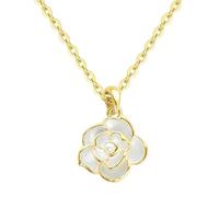 QTANZIQI Dolce Romantico Elegante Bianco Smalto Camelia Collana a Ciondolo Floreale per Donne alla Moda Gioiello Luce Lussuosa Presente