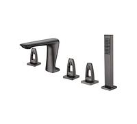 QTANZIQI Elegante Set di rubinetti per Vasca in Ottone, Montaggio su Ponte, 5 Pezzi, Miscelatore per Doccia con HanShower per lavabo e Vasca, Elegante e diffuso nella Finitura