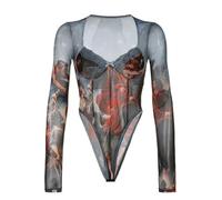 QTANZIQI Gothic Printed Bodysuits Female Summer Clothings Y2k Bodysuit Tops for Women Party Clubwear Bodis
