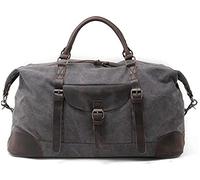QTANZIQI Grand sac à main Messenger sac de voyage sac de sport week-end sac de nuit imperméable toile fourre-tout Vintage fourre-tout femmes gris foncé