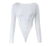 QTANZIQI Lace Up Bodysuit Beach Rompers Women Jumpsuits Fashion Autumn Winter Long Sleeve Hollow out Overalls Female Casual Tops