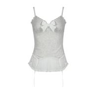 QTANZIQI Ladies Style Vest Elegant Tight Cute Ballet Top Cut Patchwork Halter Lace Top