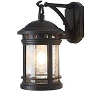 QTANZIQI Lampada da Parete Esterna Impermeabile Lanterna da Giardino per Arredamento da Balcone Patio Nero Opaco Tradizionale E27 Sconce con Lampada a Vite Standard Stile Carrello
