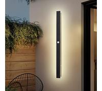 QTANZIQI Lampada da Parete per Esterni con sensore di Movimento Lampada da 24 W in Alluminio Nero Impermeabile per Giardino IP65 Bianco Caldo Alimentata dalla Rete elettrica 80 cm Illuminazione
