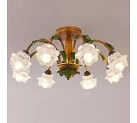 QTANZIQI Lampada da soffitto retrò Americana E14, lampadario Creativo a Fiori pastorali francesi da Soggiorno, per Illuminazione di camere da Letto e ristoranti, B, 8 Teste