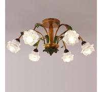 QTANZIQI Lampada da soffitto retrò Americana E14, lampadario Creativo a Fiori pastorali francesi da Soggiorno, per Illuminazione di camere da Letto e ristoranti, B, 6 Teste