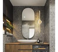 QTANZIQI Lampada da Specchio a LED per Bagno, Lampada da Parete Impermeabile IP44 da 80 cm/16 W, Luce per Trucco Oro/Nero con 3 Temperature di Colore, Elegante Quadrata per Illuminazione di cortesia