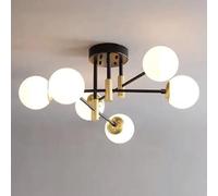 QTANZIQI Lampadario molecolare E27 a Fagiolo Magico, plafoniera Minimalista scandinava, per Camera da Letto, Soggiorno, Sala da Pranzo, lampade da Studio, Crema, 6 Teste