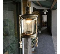 QTANZIQI Lampadario retrò nostalgico in Corda di Canapa, Piccola Lampada a Sospensione in Ferro, portalampada E27, Lampada a Sospensione a soffitto a Testa Singola, apparecchio di Illuminazione per