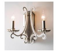 QTANZIQI Lampade da Parete Applique a 2 luci Vintage in da Fattoria Lampada da Parete in Argento Spazzolato Lampada da Parete a Candela retrò Rustica E14 Applique cablata per Interni per Bagno