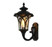QTANZIQI Lampade da Parete Applique Lanterne da Parete Impermeabili per Esterno Retro Craft Pressofusione in Alluminio antiruggine Sconce da Parete per Esterni in Vetro con Motivo ad Acqua