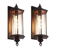 QTANZIQI Lampade da Parete Applique per Esterni Impermeabile Ruggine Protezione Solare Lampada da Giardino Comunità Balcone Corridoio Scala Retro Villa Porta Corpo Lampada in Alluminio (2 Confezioni)