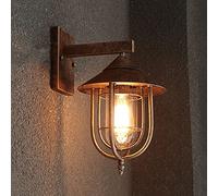 QTANZIQI Lanterna da Parete per Esterni a Gabbia retrò, Stile Industriale, IP65, Impermeabile, con Base in Ferro Spesso, Lampada da Parete per Esterni in Ottone, per Ponti e terrazze