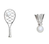 QTANZIQI Lllunimon Orecchini di Perle da Donna, Orecchini a Bottone in Rame con Racchetta da Badminton, Gioielli Sportivi ed Eleganti quotidiani, Regalo per Mamma/Fidanzata/Sorelle