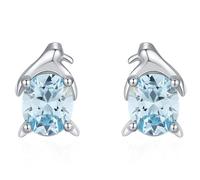 QTANZIQI Lllunimon Piccoli Orecchini in Argento Sterling S925 a Forma di Pinguino con Gioielli in zirconi Acquamarina, Stile Fresco e Vibrante, Perfetti da Indossare Ogni Giorno, Un Regalo per lei.