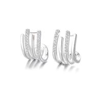 QTANZIQI Lllunimon Scheletro a Forma di C Orecchini in Argento Sterling S925 Gioielli multilinea intarsiati con zirconi Eleganti e di Stile Regali da Indossare Tutti i Giorni per lei