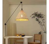 QTANZIQI Luce Notturna, Illuminazione a Sospensione in Corda di bambù per Isola Cucina, Lampada a Sospensione in Vimini a soffitto in Rattan, lampadario a Sospensione a Cesto per Soggiorno Dinin