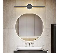 QTANZIQI Luce per Specchio da Bagno a LED - Oro/Nero, Impermeabile IP44, Specchio Rotondo per Trucco a LED per Montaggio a Parete, 3 Temperature di Colore, 40x13x6 cm, Elegante per bagni alla
