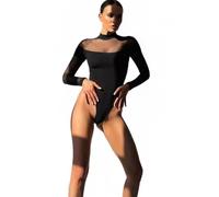 QTANZIQI Mesh See Through Bodysuits Women Jumpsuits Long Sleeve Turtleneck Skinny Rompers Woman Party Elegant Overalls Tops