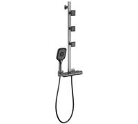 QTANZIQI Miscelatore Doccia per Vasca con Kit Alzata Doccia Doccia a 4 modalità Miscelatore Caldo e Freddo Flessibile Doccia e soffione Grigio