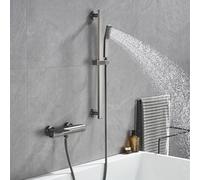 QTANZIQI Nero WallMounteMiscelatore per Vasca con Cascata e doccettaSoffione docciaElegante Rubinetto per Vasca per l'aggiornamento del Bagno di Lusso e l'elegante Arredamento della casa