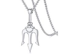 QTANZIQI Nettuno Vintage Poseidone Trident Acciaio Inossidabile in Acciaio Inossidabile Antico Grecia Amulet Neckle Gioielli Presenti per Il Marinaio