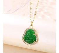 QTANZIQI Nuovo Sorridente Fortunato Maitreya Buddha Collane Corte a Sospensione per Donne in Acciaio Girls Safe Neck Chain Jewelry
