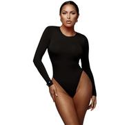 QTANZIQI O-Neck Long Sleeve Solid Color Jumpsuit Women's Autumn Winter Tights Grey Casual Women's Street Jumpsuit Top