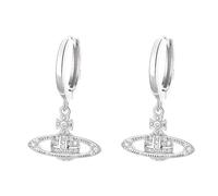 QTANZIQI Orecchini Saturno per Donna Uomo Argento Sterling Pianeta Spazio Cerchio ciondola Gioielli celesti Compleanno Anniversario