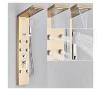 QTANZIQI Pannello Doccia Digitale a LED con Finitura Nera Miscelatore Doccia a Cascata Colonna Doccia idro con Controllo della Temperatura Rubinetto Doccia Facile da installare.