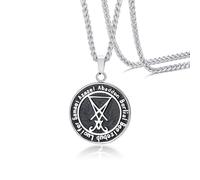 QTANZIQI Pentagramma satanico invertito Pentagramma sabbatico Chiesa di Capra di Satana Sigil di Lucifero Vita a Pendente Donne Uomini Presenti C
