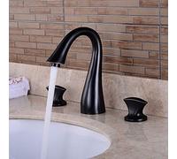 QTANZIQI Piacetta di Rubinetto a Tre buche di pentola di Noodle antichi Neri Down-Basin Double-Open Acqua Calda e Messeo per Acqua Calcia Flaumo Tappo a Tre Pezzi Set Singolo Singolo, Tempi antichi