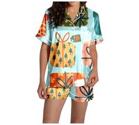 QTANZIQI Roba Economica Pigiami da Donna Camicie da Notte Pigiami da Donna in Raso Set Indumenti da Notte Sexy in Pizzo Lingerie Camicie da Notte Pigiami da Notte per Ragazze 13-14 Anni Verde Natale