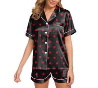 QTANZIQI Roba Economica Pigiami da Donna Camicie da Notte Pigiami da Donna in Raso Set Indumenti da Notte Sexy in Pizzo Lingerie Camicie da Notte Pigiami da Notte per Ragazze 13-14 Anni Verde Natale