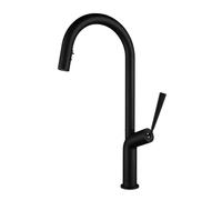 QTANZIQI Rubinetti da Bagno da Cucina con doccetta Estraibile, Rubinetto per lavello Nero, Rubinetto dell'Acqua, spruzzatore Girevole a 360°, beccuccio a Collo di Cigno